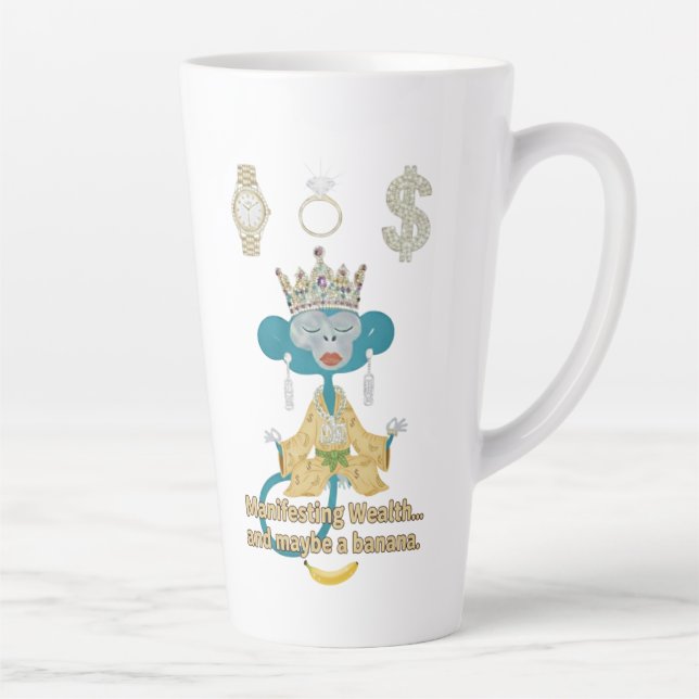 Tasse Latte Manifesting Wealth Monkey zen art  (Droite)