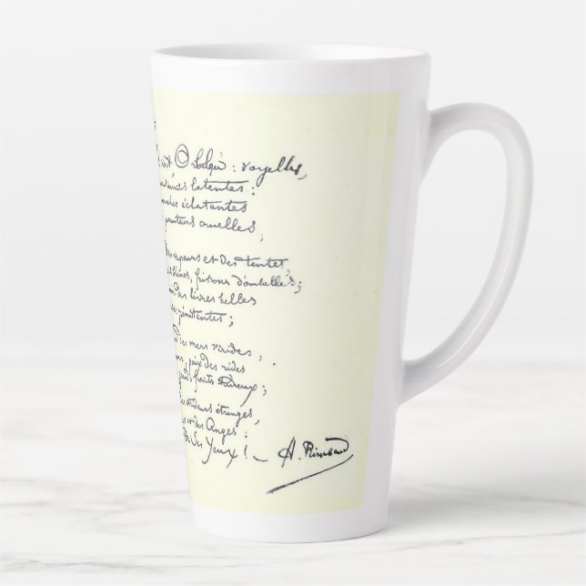 Tasse Latte Manuscrit autographe des Voyelles (Rimbaud) (Droite)