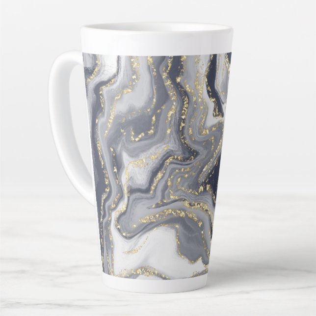 Tasse Latte Marbled Gray, White and Gold (Angle gauche)