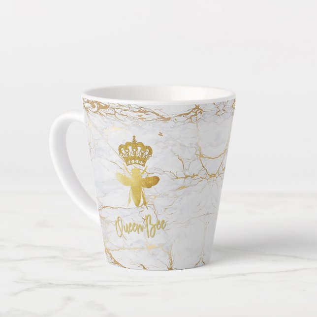 Tasse Latte Marbre blanc d'or de la QUEEN BEE (Angle gauche)