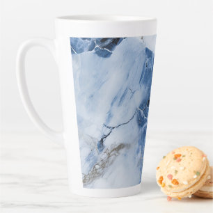 Tasse Latte marbre bleu abstrait motif côtier
