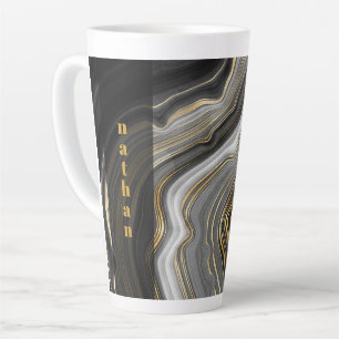 Tasse Latte Marbre noir et or Personnalisé