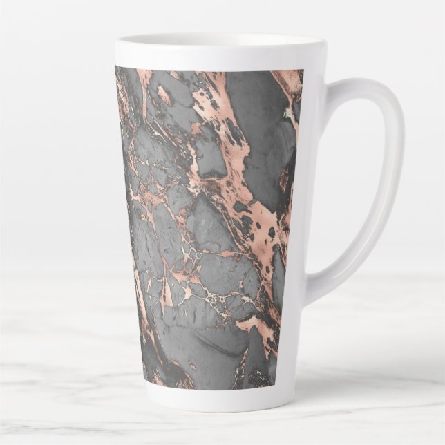 Tasse Latte Marbre rose gris or design moderne (Droite)
