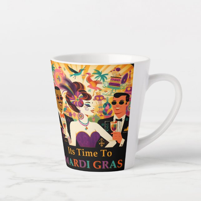 Tasse Latte Mardi Gras Cocktail Party du milieu du siècle (Droite)