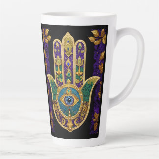 Tasse Latte Mardi Gras Gold violet vert Hamsas Art