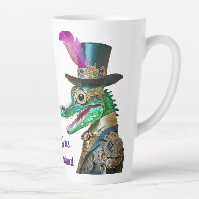 Tasse Latte Mardi Gras Steampunk Party Animal Alligator (Droite)