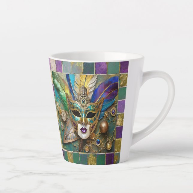 Tasse Latte Mardi Gras Troisième Oeil Gold Céramique Masque (Droite)