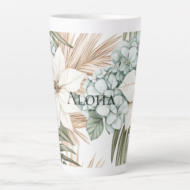 Tasse Latte Mariage de fleurs bleu tropical (Devant)