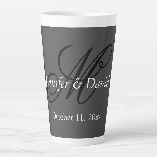 Tasse Latte Mariage de monogramme de calligraphie attirant (Devant)