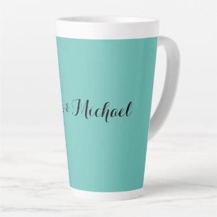 Tasse Latte Mariage Élégant minimaliste classique bleu