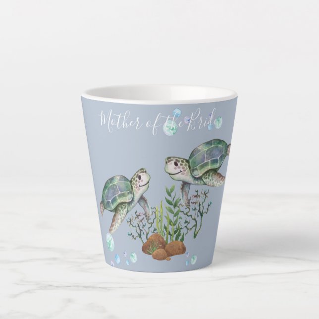 Tasse Latte Mariage sur la plage des tortues de mer (Devant)