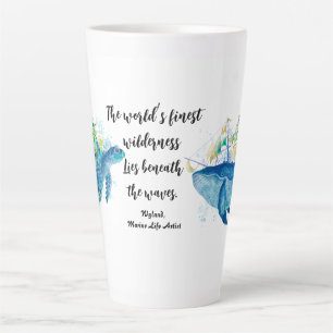 Tasse Latte Marine Life. Tortue de mer et baleine bleue