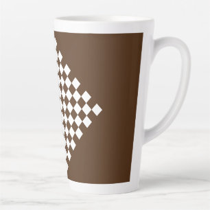 Tasse Latte Marron et Blanc Rétro à Carreaux