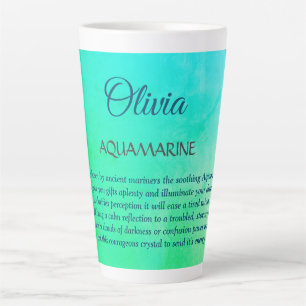 Tasse Latte Mars Birthstone Aquamarine design