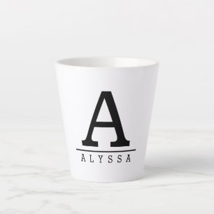 Tasse Latte Masse en latte monogramme avec nom personnalisé in