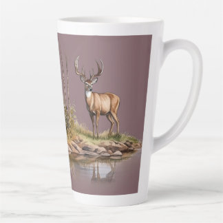 Tasse Latte Mauve background Deer Scene (matches with journal)