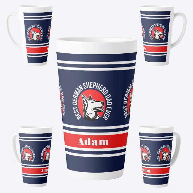Tasse Latte Meilleur berger allemand personnalisé papa jamais (Créateur téléchargé)