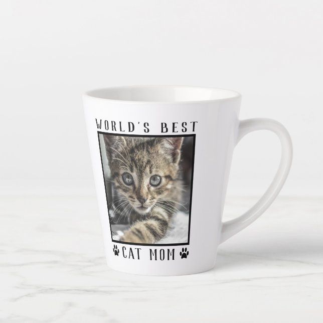 Tasse Latte Meilleur Chat Maman Empreintes de pattes Monde Cad (Droite)