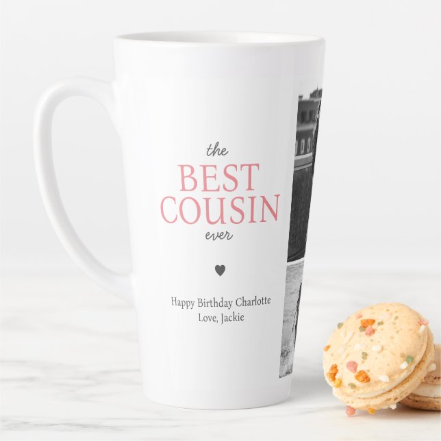 Tasse Latte Meilleur Cousin Quote Personnalisé Photo Collage (En situation)