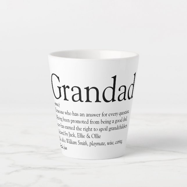 Tasse Latte Meilleur Grand-Père, Grand-Père, Papa Définition J (Devant)