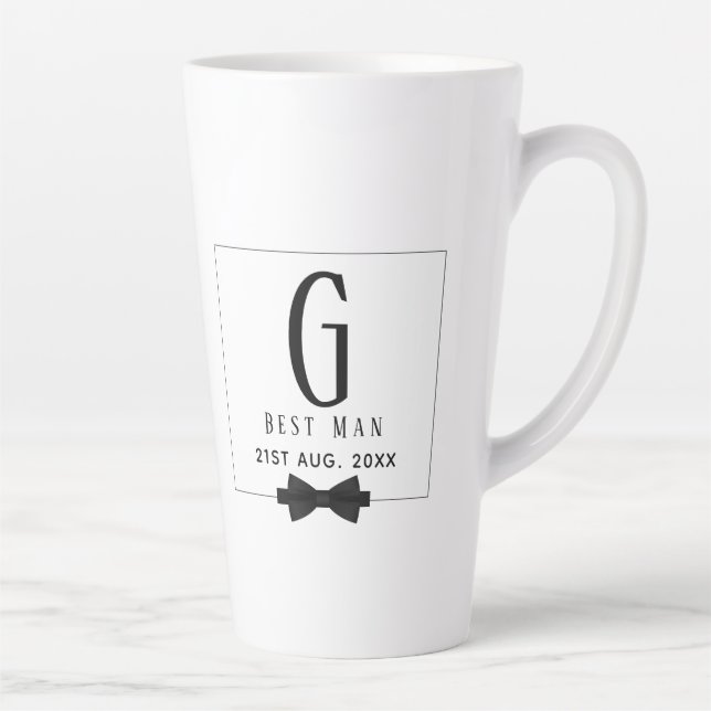 Tasse Latte Meilleur homme Groomsman Monogrammed Bow Cravate M (Droite)