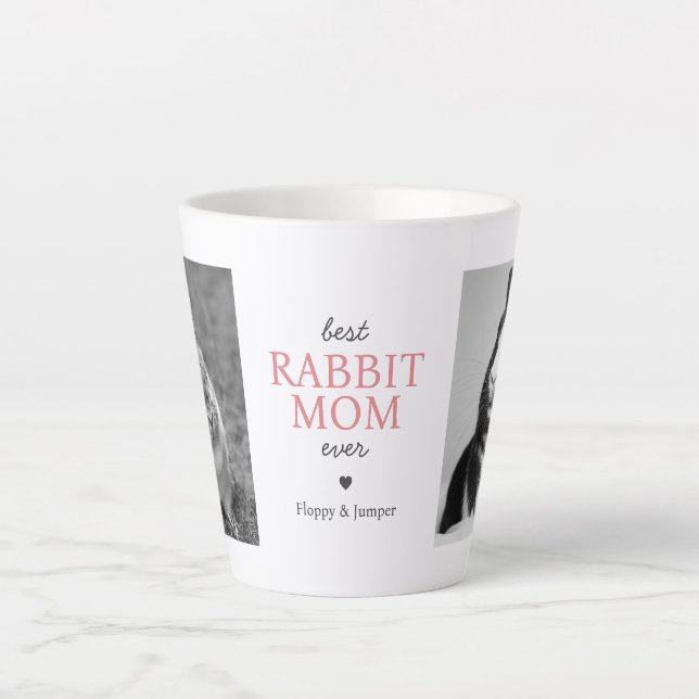 Tasse Latte Meilleur lapin Maman Jamais Photo Collage avec tex (Devant)