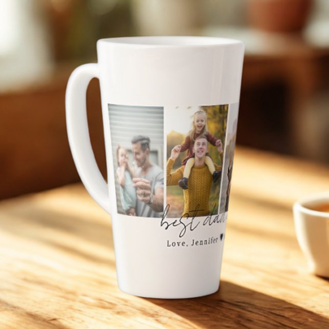 Tasse Latte Meilleur papa Ever 4 Photos Collage Personnalisé (Créateur téléchargé)