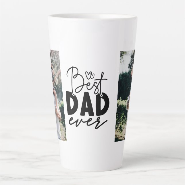 Tasse Latte Meilleur papa jamais personnalisé 2 photo double f (Devant)