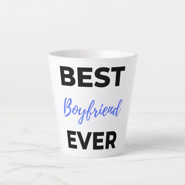 Tasse Latte Meilleur petit ami jamais noir (Devant)
