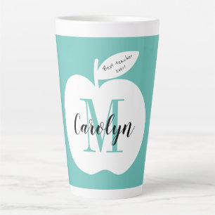Tasse Latte Meilleur professeur de tôle monogrammée avec log