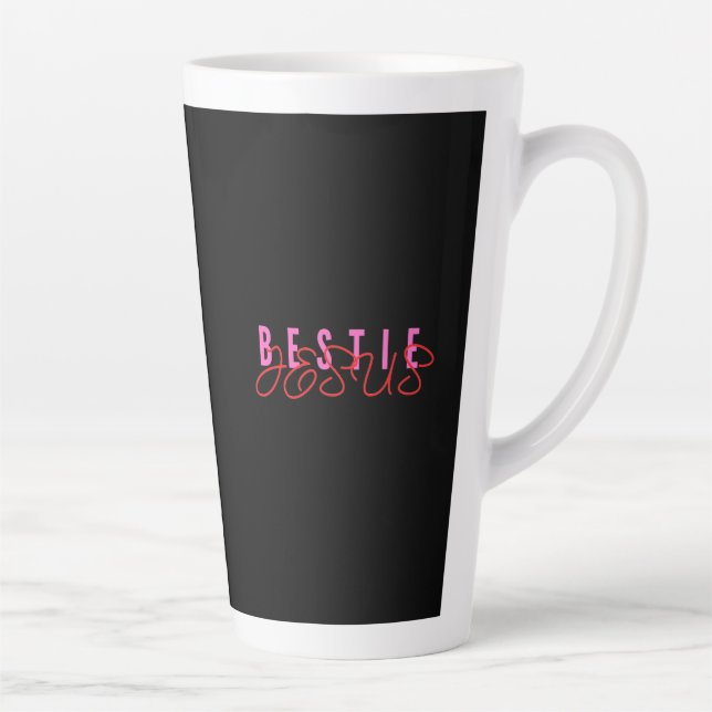 Tasse Latte Meilleure amie Jésus Noir (Droite)