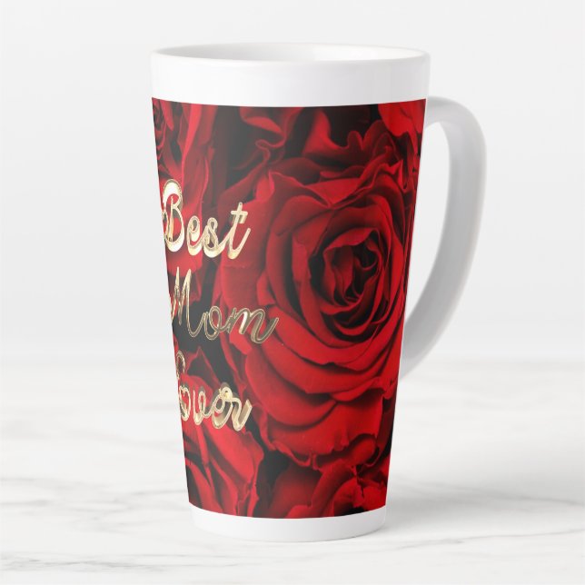 Tasse Latte Meilleure maman Coeurs éternels Roses rouges Flora (Angle droit)