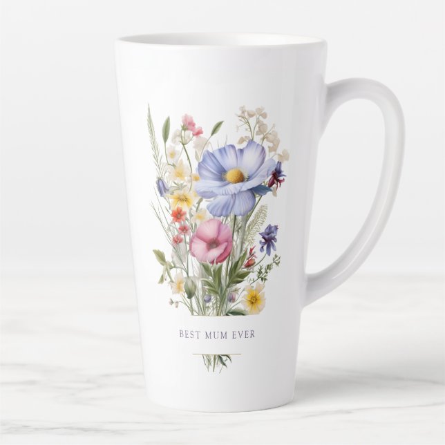 Tasse Latte Meilleure maman Ever Anglais Garden Bouquet Fête d (Droite)