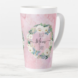 Tasse Latte Meilleure maman jamais rose n blanc aquarelle flor