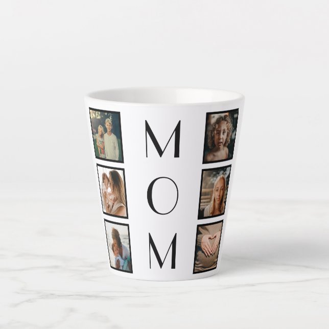 Tasse Latte Meilleure maman Jour des mères Famille 6 Photo Col (Devant)