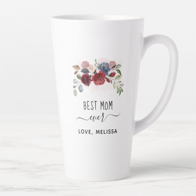 Tasse Latte Meilleure Maman Toujours Fête des mères Floral Per (Droite)