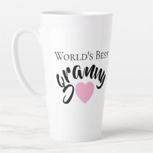 Tasse Latte Meilleure Mamie du Monde Cœur Mignon Blanc Élégant