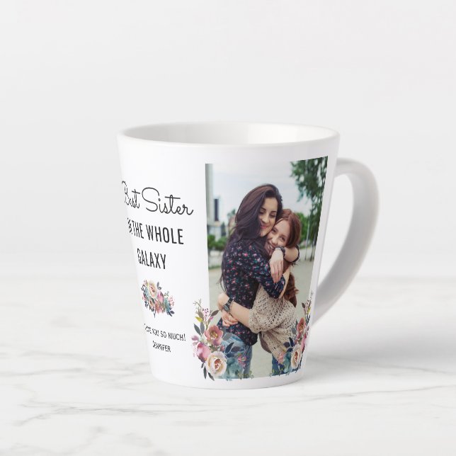 Tasse Latte Meilleure soeur dans toute la Galaxie Photo person (Angle droit)