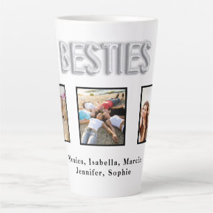 Tasse Latte Meilleurs amis blanc argent besties photo noms