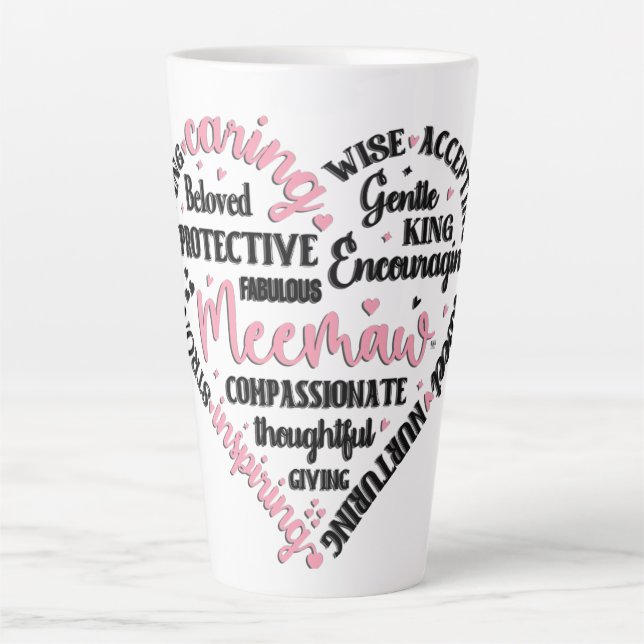Tasse Latte Mémé Cœur Mignon (Devant)