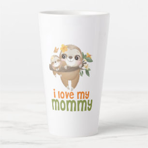 Tasse Latte Mère et bébé fentes accroché à une branche j'aime