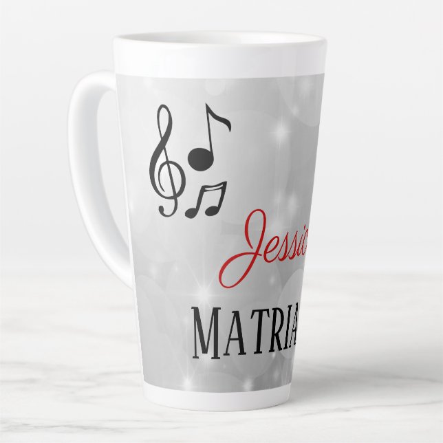 Tasse Latte Mère matriarche musicale en argent personnalisé (Angle gauche)