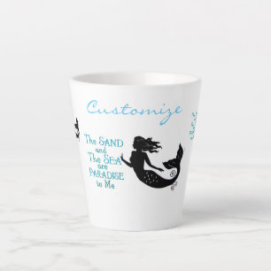 Tasse Latte Mermaid de plage de sable et de mer Thunder_Cove