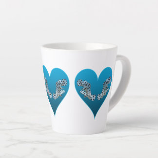 Tasse Latte Mérou - Cœurs bleus, disposés horizontalement |