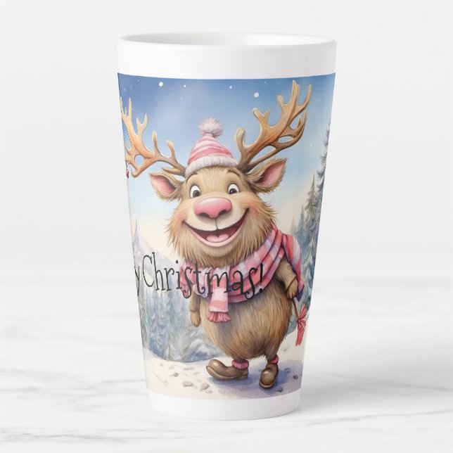 Tasse Latte Merry Christmas Moose (Devant)