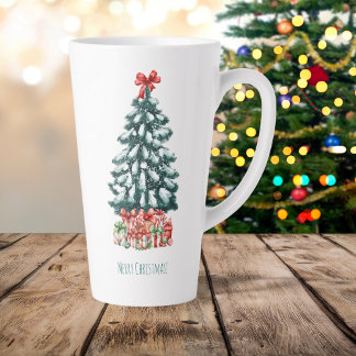 Tasse Latte Merry Christmas Snowy Pine Tree