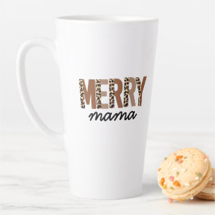 Tasse Latte "Merry Mama" Bloc de couleur moderne Leopard Boho