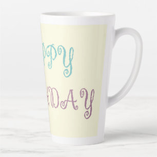 Tasse Latte Message d'anniversaire stylo rose