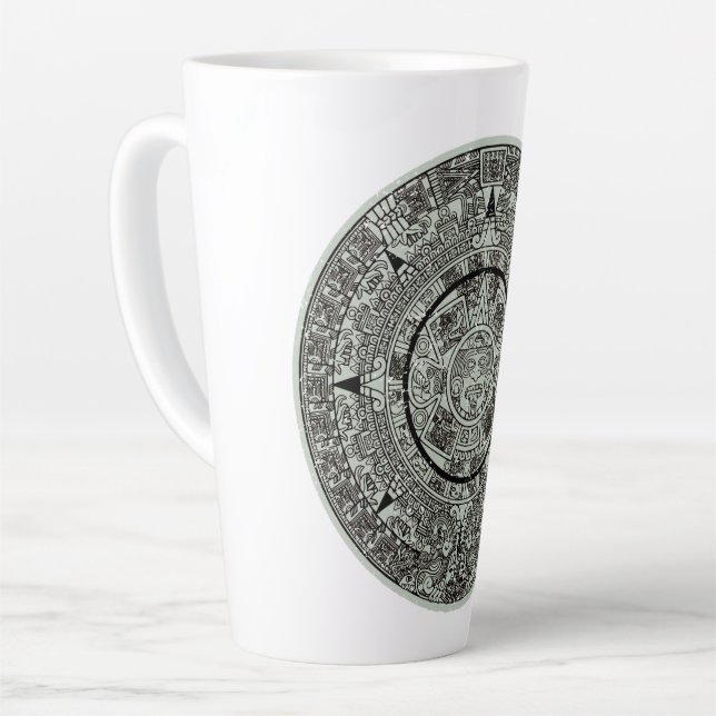 Tasse Latte Mexicaine Aztec Sun Stone Maya Calendrier 1 (Angle gauche)