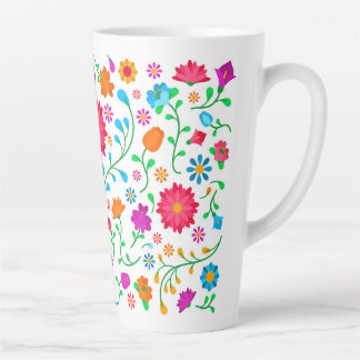 Tasse Latte Mexican cheerful colourful folk art pattern 